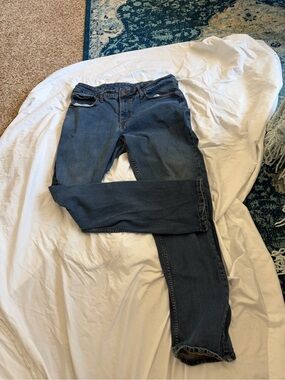 IZOD Men's 36 X 32 Bootcut Jeans Blue Distressed Classic Fit Denim